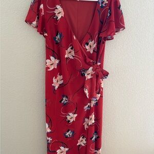 Floral Rust Wrap Dress
